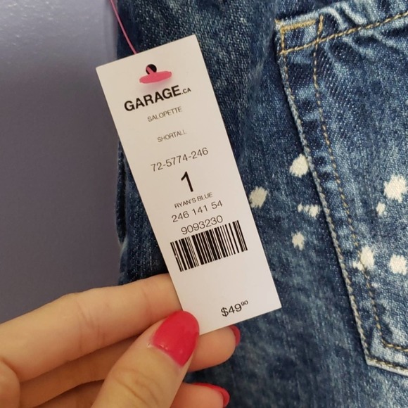 NWT Garage Distressed Jean Short Overalls Sz 1 - Picture 5 of 6